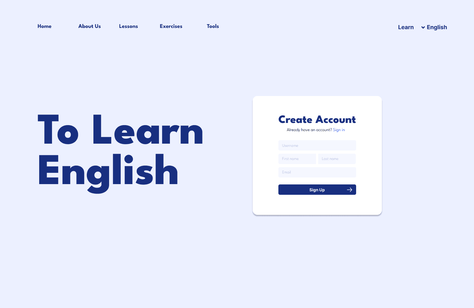 To Learn English Website Redesign